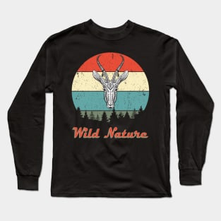 Wild Nature Deer White Abstract Sunset second Long Sleeve T-Shirt